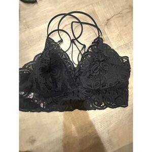 NWT Victoria's Secret PINK Black Lace Strappy Bralette - Size XL
